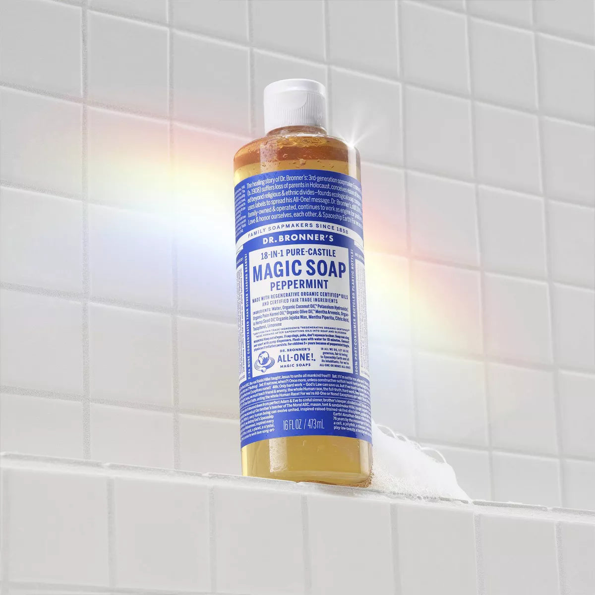 Dr. Bronner'S Magic Pure Castile Liquid Soap Bodywash - Peppermint - 16 Fl Oz: Vegan, Paraben-Free, Whole Body, Normal Skin