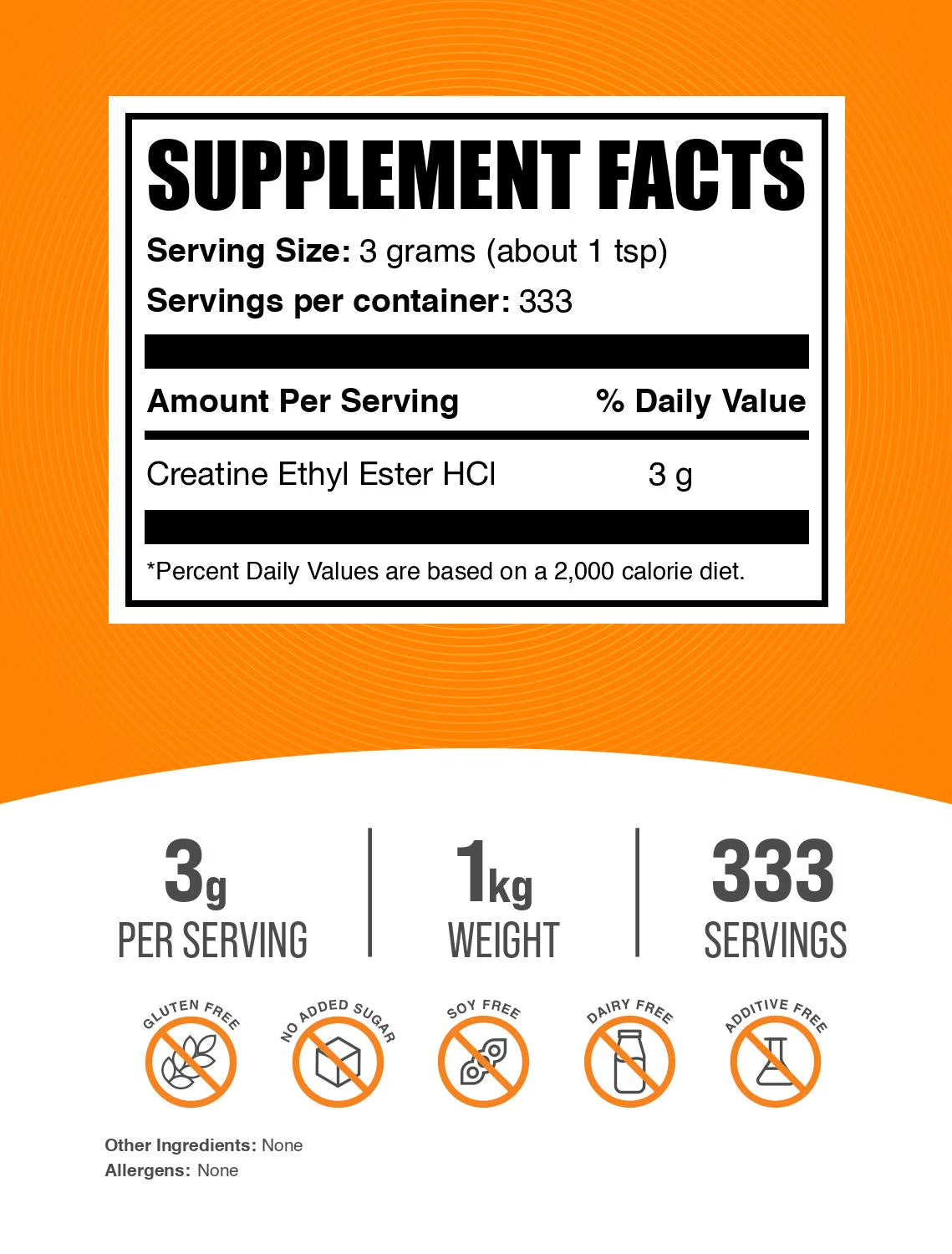Bulksupplements Creatine Ethyl Ester Hcl (CEE) Powder - 3G per Serving - 1 Kilogram (2.2 Lbs) - 333 Servings