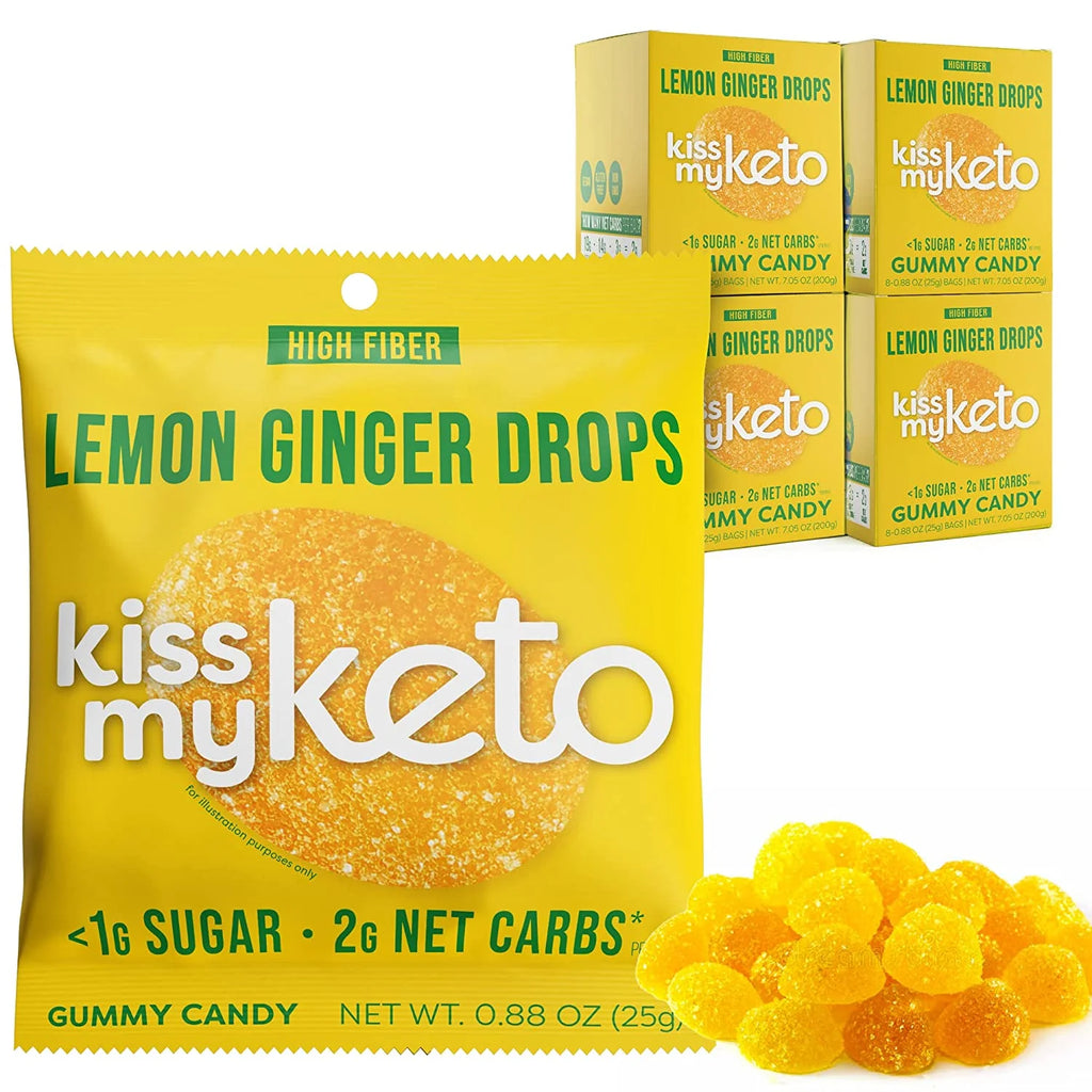 Gummies Candy – Low Carb Candy Lemon Ginger Drops, Keto Snack Pack – Healthy Candy Gummys – Vegan Candy, Keto Gummy Candy – Keto Candy Gummies (32-Pack)