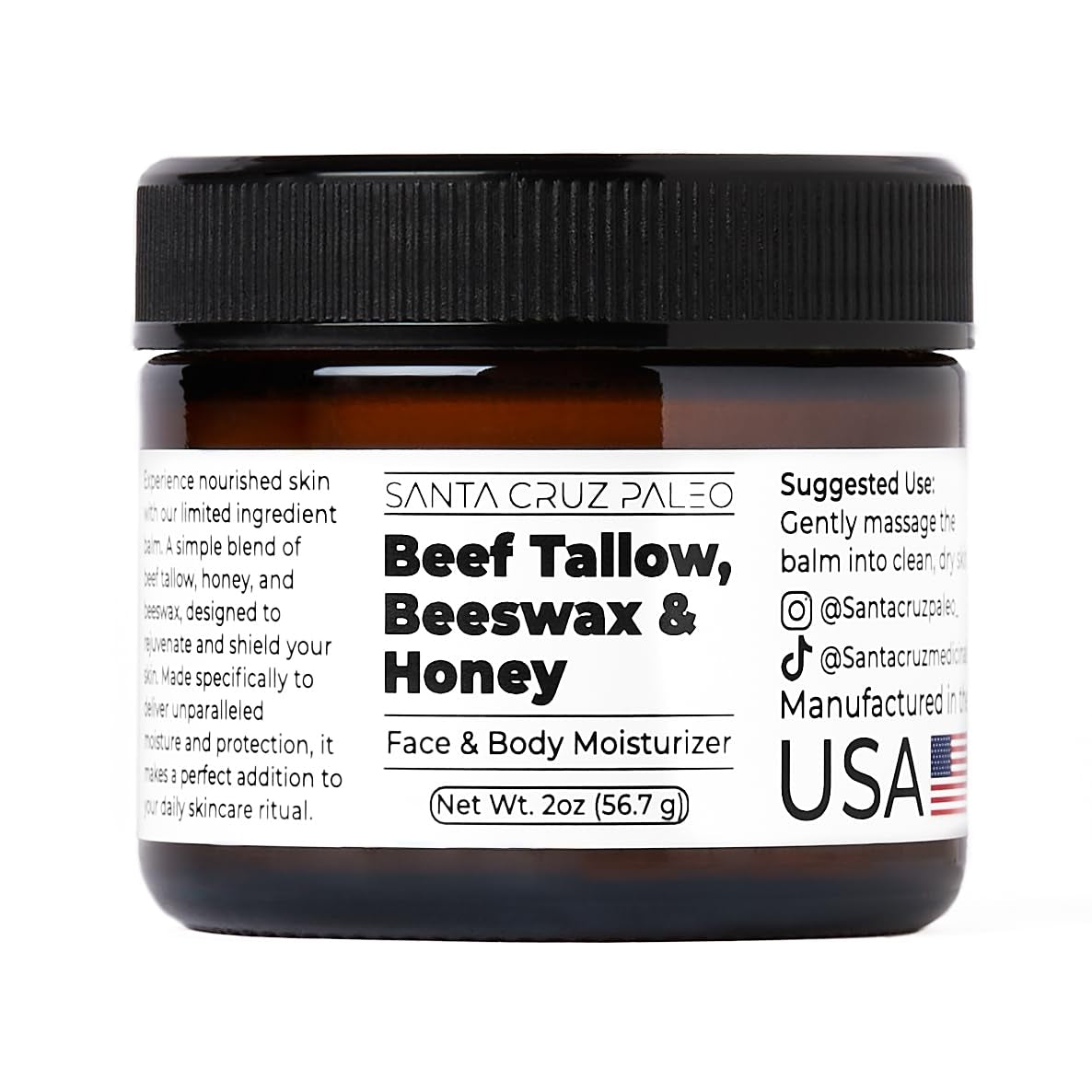 Luxurious Beef Tallow & Honey Balm for Skin - Grass-Fed, Organic Moisturizer for Face & Body