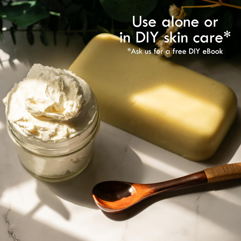 Raw Shea Butter – 100% Pure Unrefined African Shea Butter with Natural Smoky Scent | Deep Moisturizer for Dry Skin, Hair & Scalp | DIY Body Butter, Lip Balm & Soap Base (8 Oz Block)