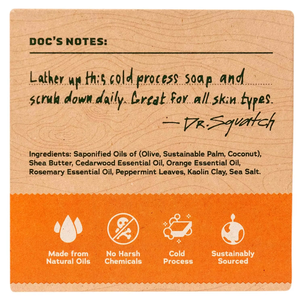 Dr. Squatch Natural Cedar Citrus Bar Soap for Men Cold Process 5 Oz 3-Pack for Oily Skin No Harsh Chemicals Oval Pattern