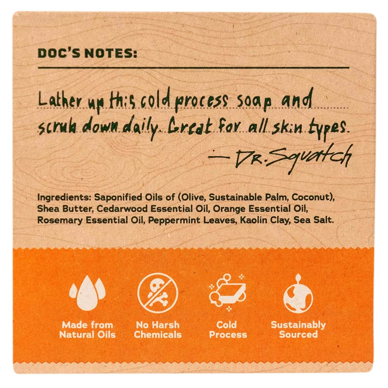 Dr. Squatch Natural Cedar Citrus Bar Soap for Men Cold Process 5 Oz 3-Pack for Oily Skin No Harsh Chemicals Oval Pattern