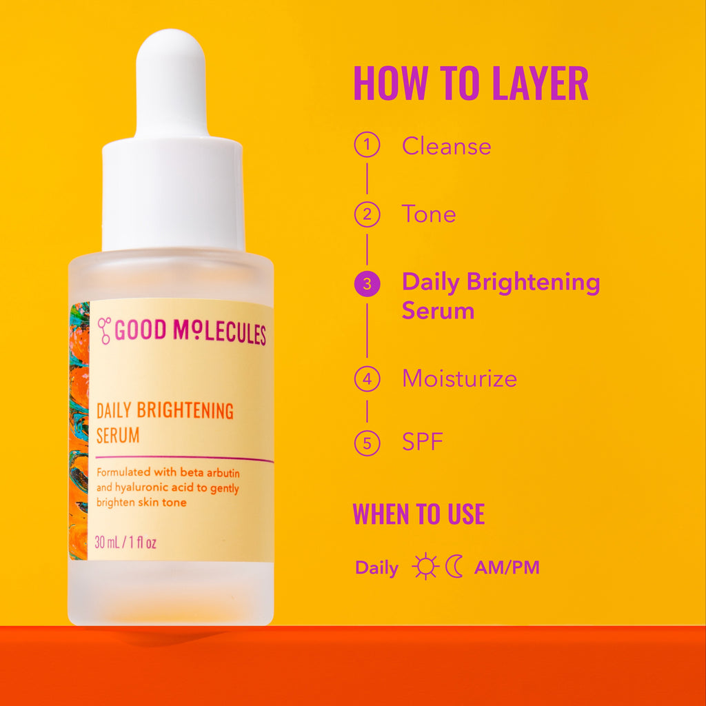 Daily Brightening Serum - Brightening Serum with 3% Beta Arbutin & Hyaluronic Acid, Targets Dark Spots & Uneven Tone, Skincare for Face, 1 Fl Oz