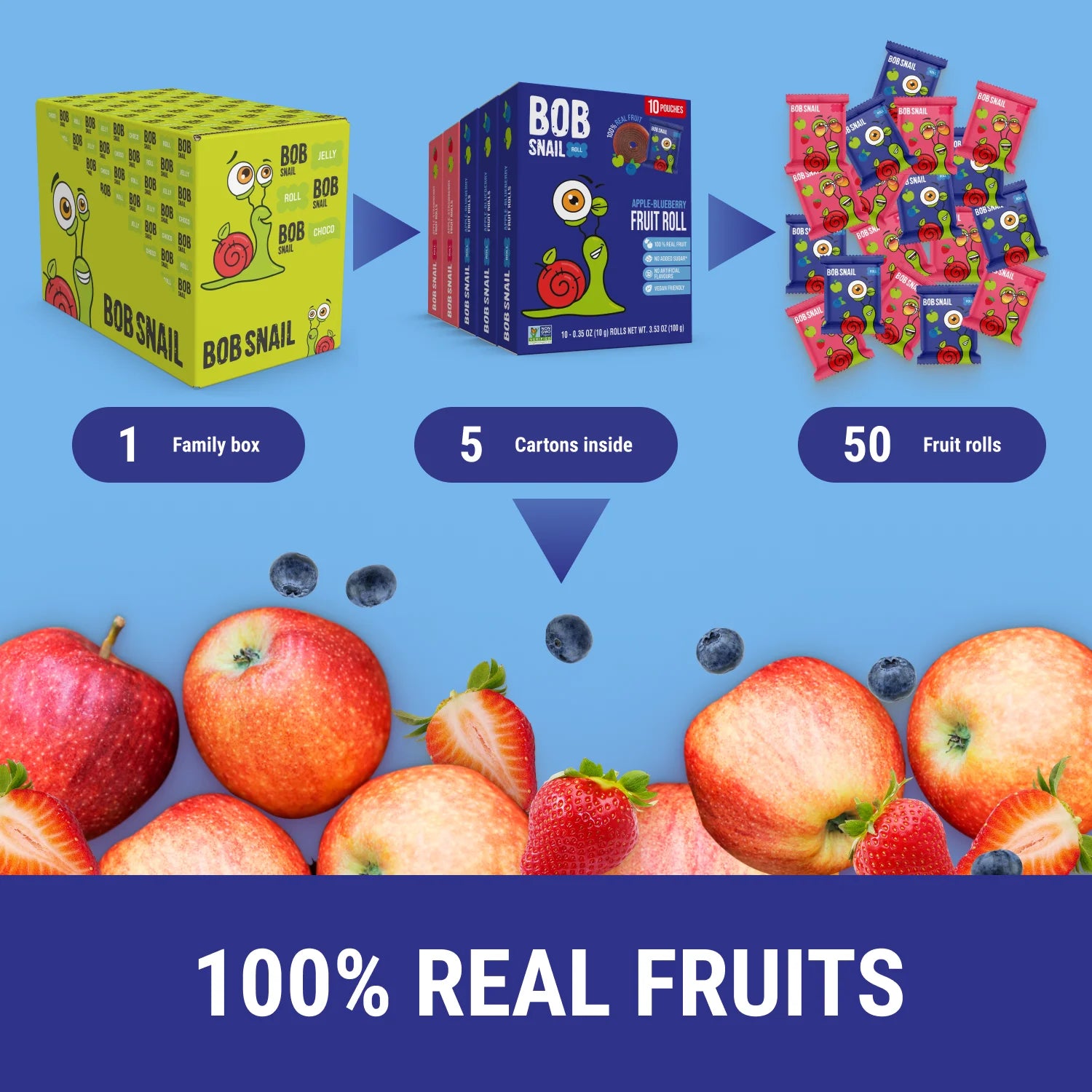 Healthy Snacks Gluten-Free Fruit Roll Ups, 50 Ct Family Pack
