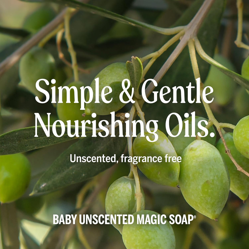 Pure-Castile Magic Soap Liquid (Baby Unscented, 32 Ounce) – Made with Regenerative Organic Certified Oils – for Sensitive Skin, Babies, Face, Hair, Laundry, Dishes, Hand Soap & Body Wash