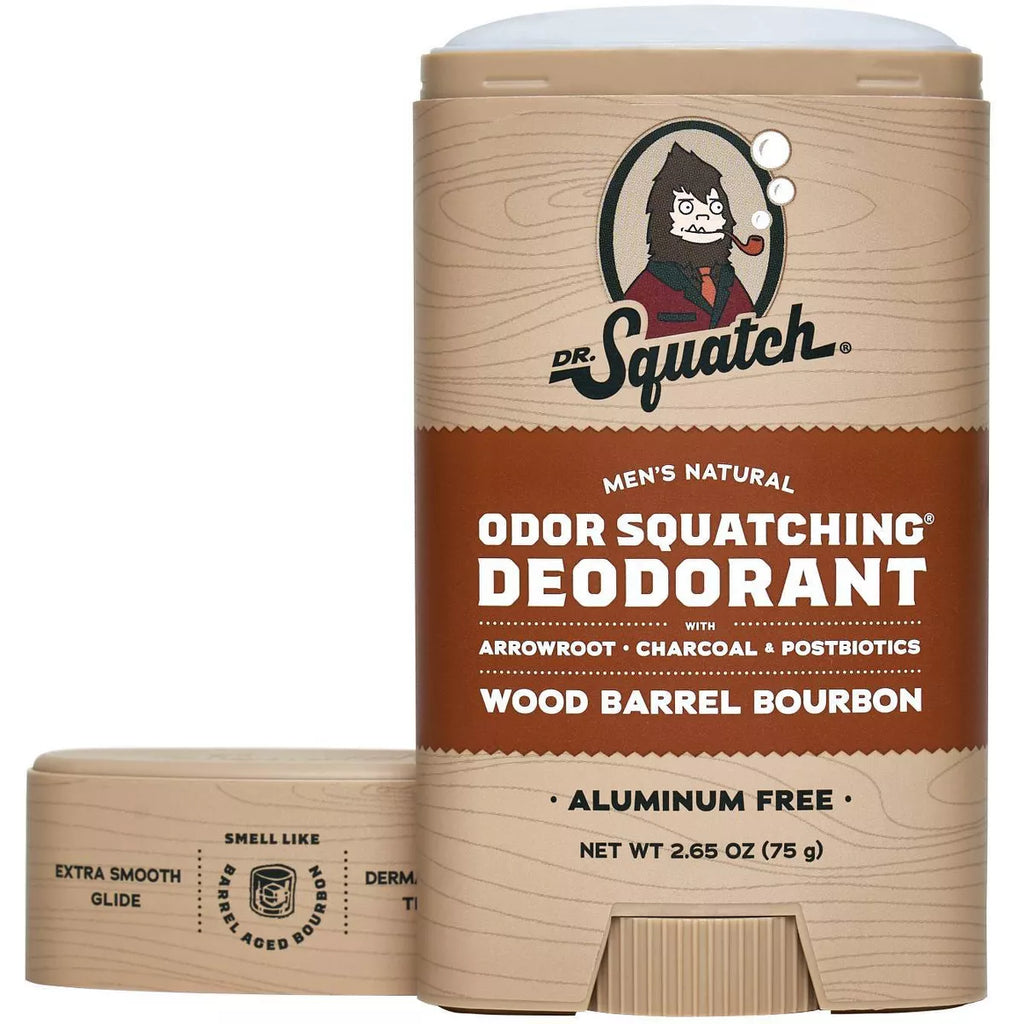 DR. SQUATCH Men'S Natural Solid Deodorant Wood Barrel Bourbon - Aluminum-Free 2.65Oz