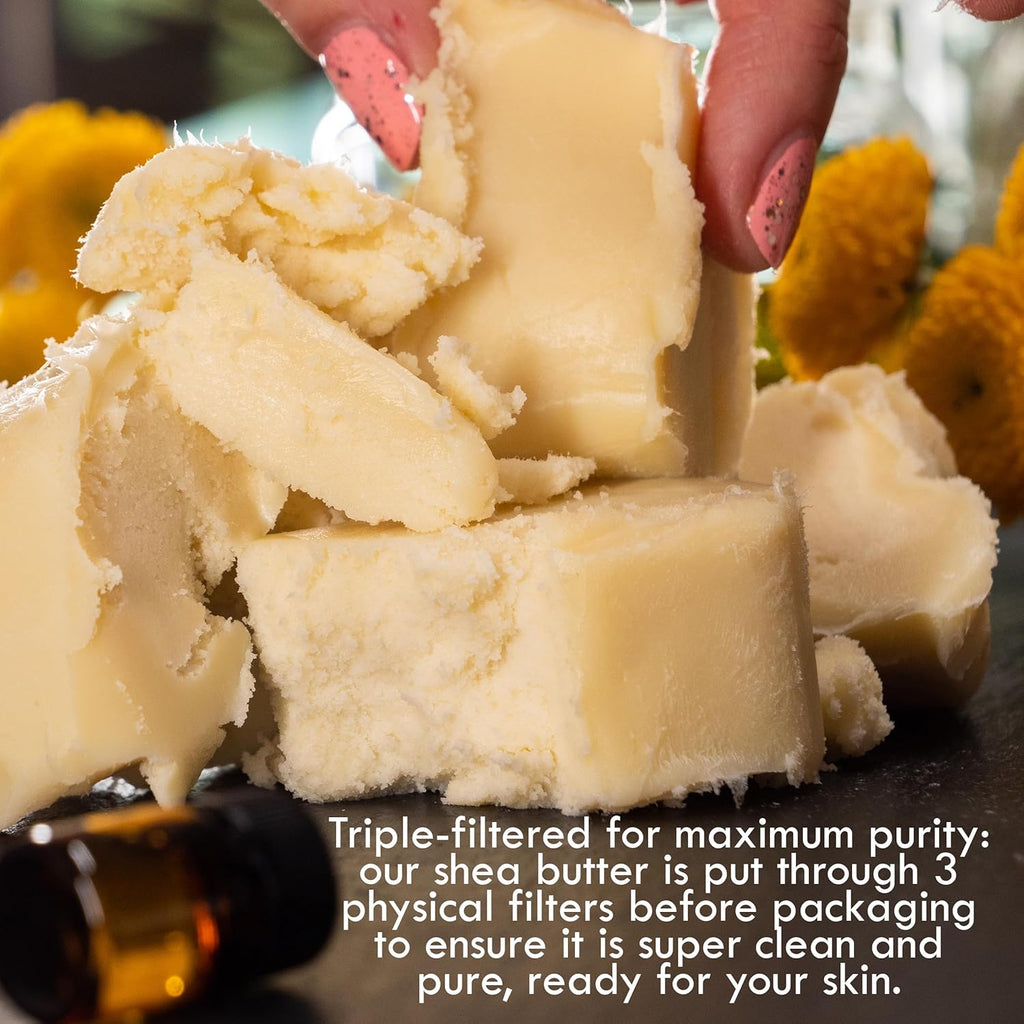 Raw Shea Butter – 100% Pure Unrefined African Shea Butter with Natural Smoky Scent | Deep Moisturizer for Dry Skin, Hair & Scalp | DIY Body Butter, Lip Balm & Soap Base (8 Oz Block)