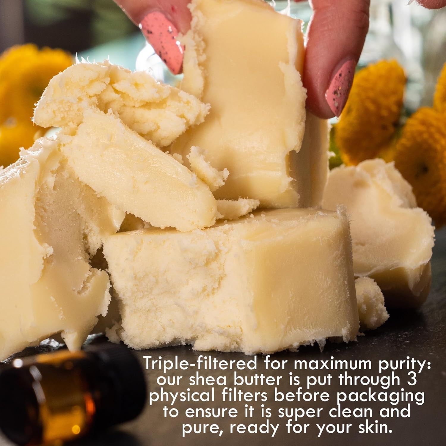 Raw Shea Butter – 100% Pure Unrefined African Shea Butter with Natural Smoky Scent | Deep Moisturizer for Dry Skin, Hair & Scalp | DIY Body Butter, Lip Balm & Soap Base (8 Oz Block)