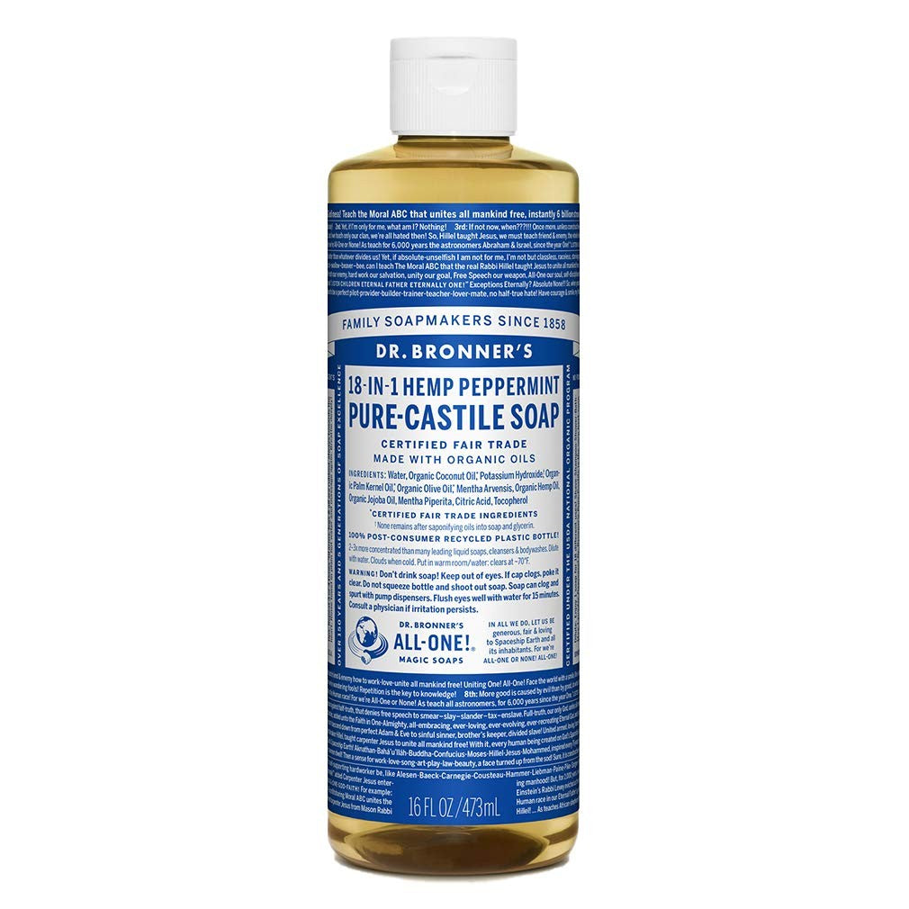 Dr Bronner'S 16 Fl Oz Pure Castile Soap Peppermint Organic Fair Trade Cleanser