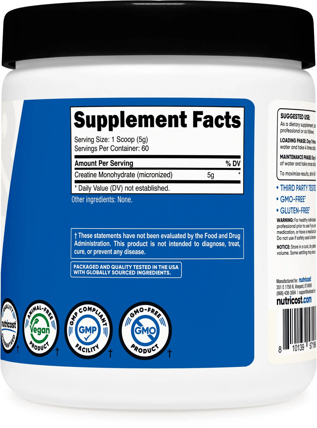 Creatine Monohydrate Powder Unflavored Micronized Creatine Monohydrate, 5G per Serving, (300 Grams)
