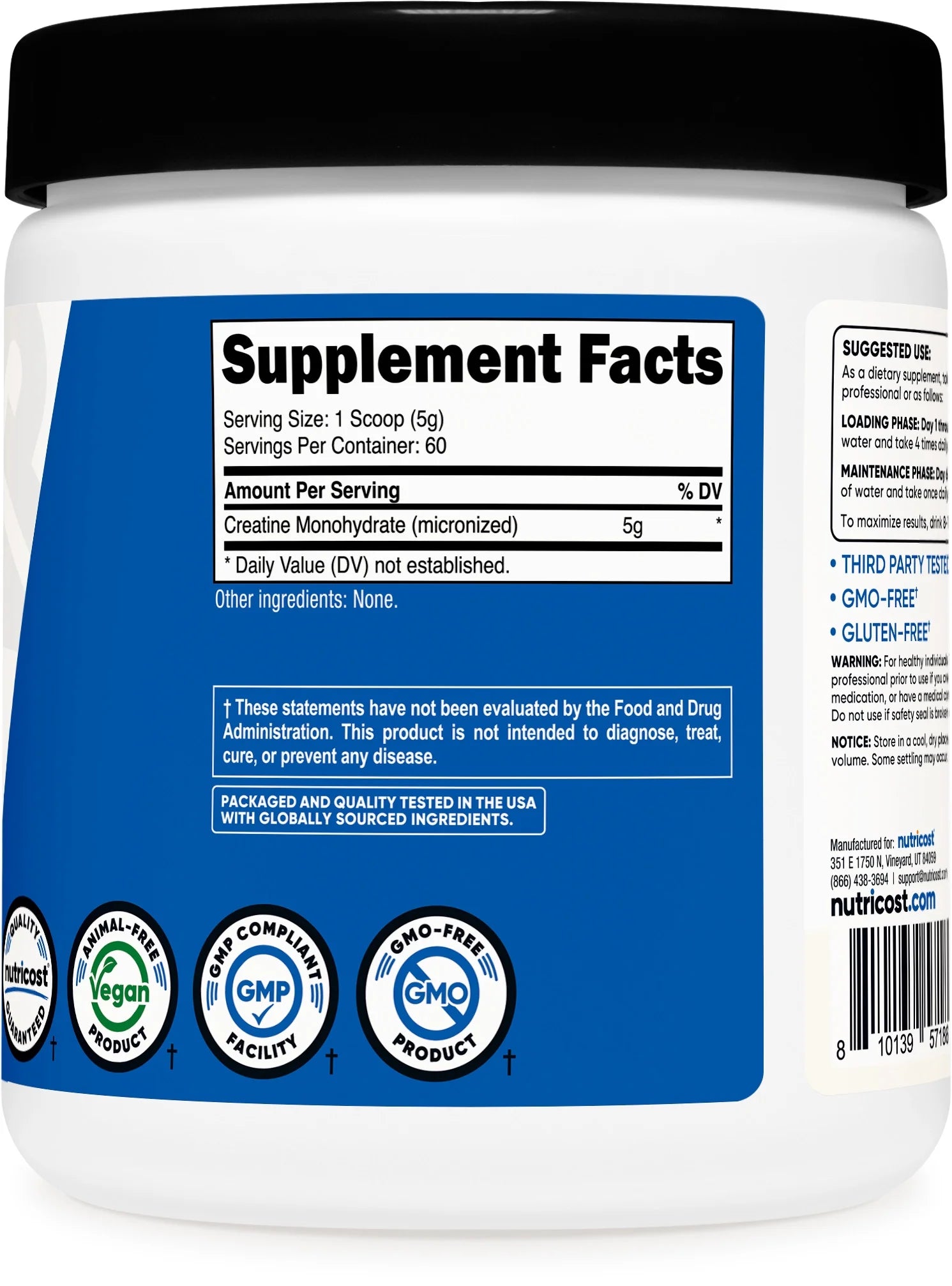 Creatine Monohydrate Powder Unflavored Micronized Creatine Monohydrate, 5G per Serving, (300 Grams)