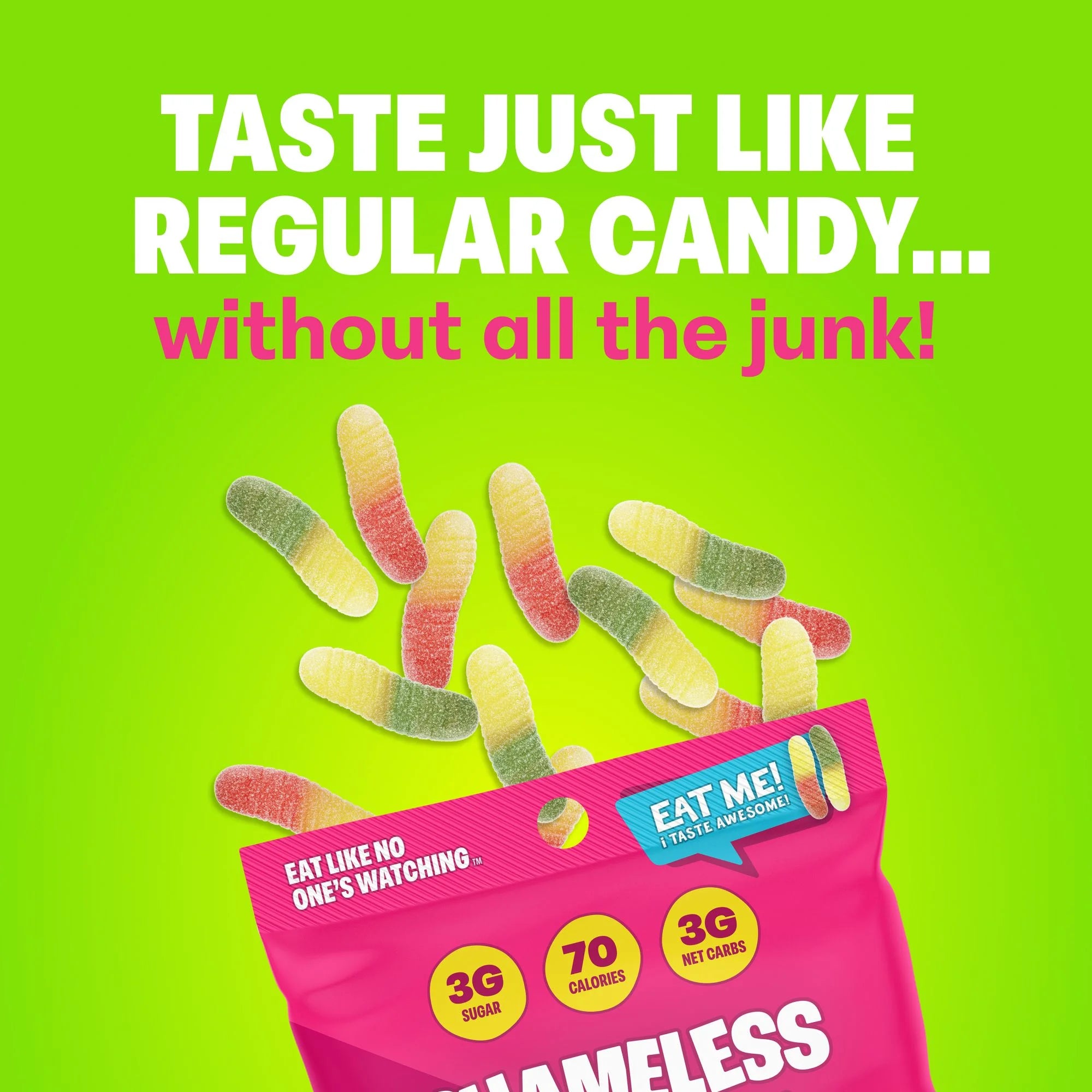 Snacks - Healthy Low Calorie Snacks, Low Carb Keto Gummies (Gluten Free & Non GMO Candy) - 6 Pack Wild Worms