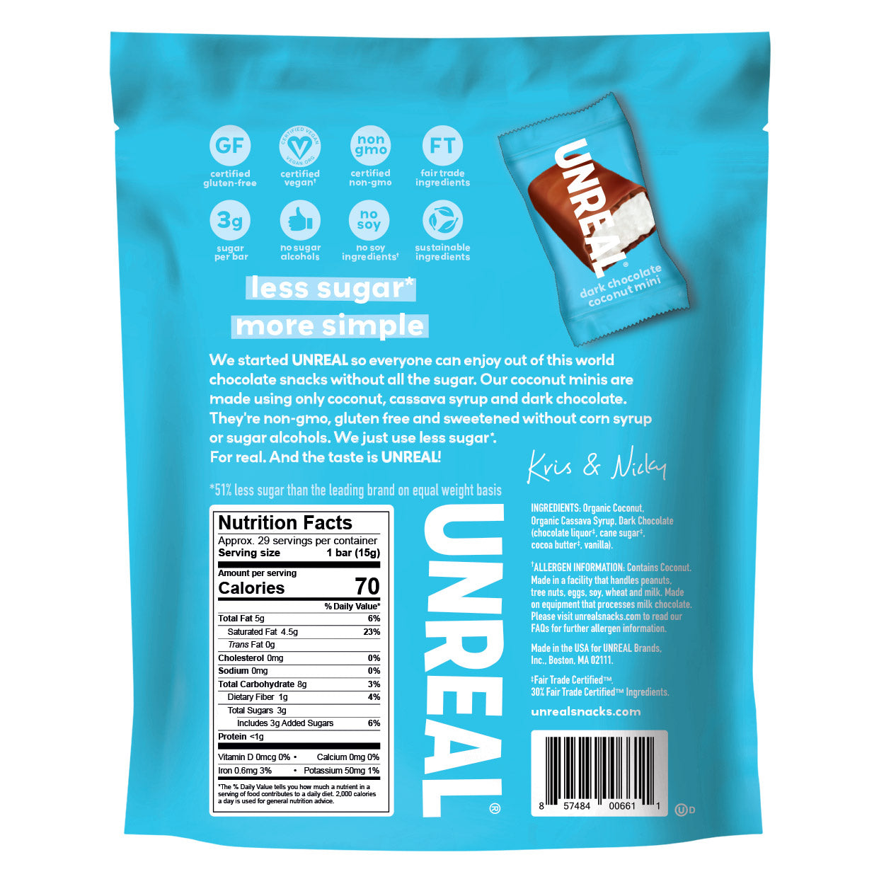 UNREAL Dark Chocolate Coconut Minis, 15.3 Oz