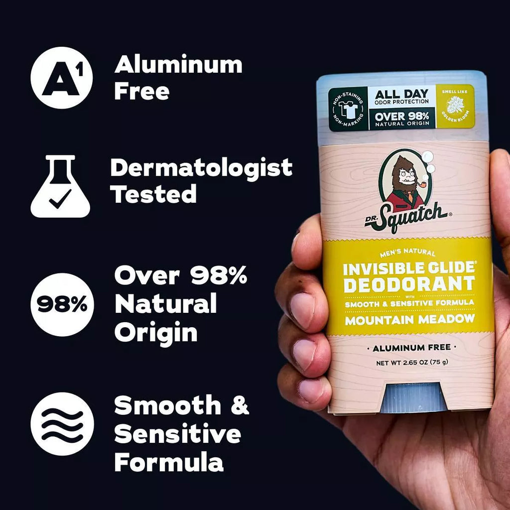 DR. SQUATCH Men'S Invisible Glide Deodorant - Natural Mountain Meadow - 2.65Oz