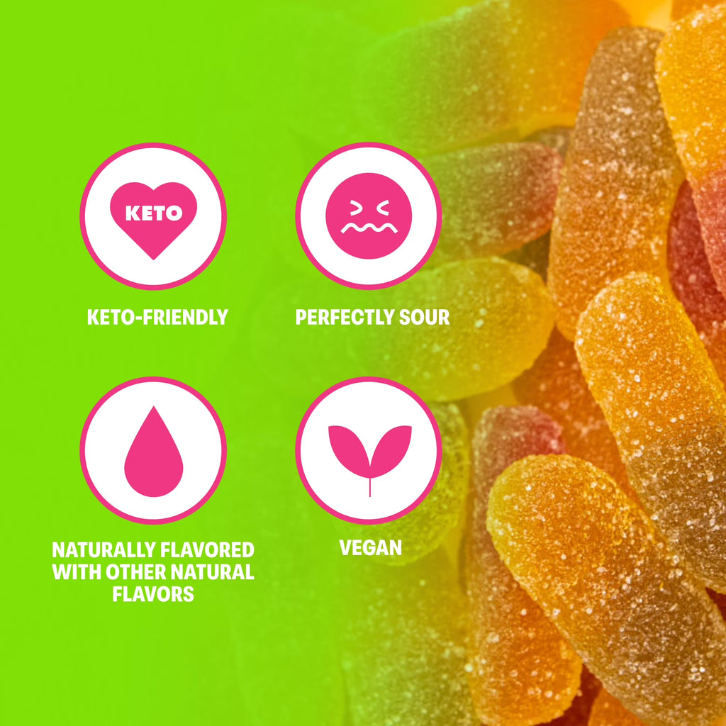 Snacks - Healthy Low Calorie Snacks, Low Carb Keto Gummies (Gluten Free & Non GMO Candy) - 6 Pack Wild Worms