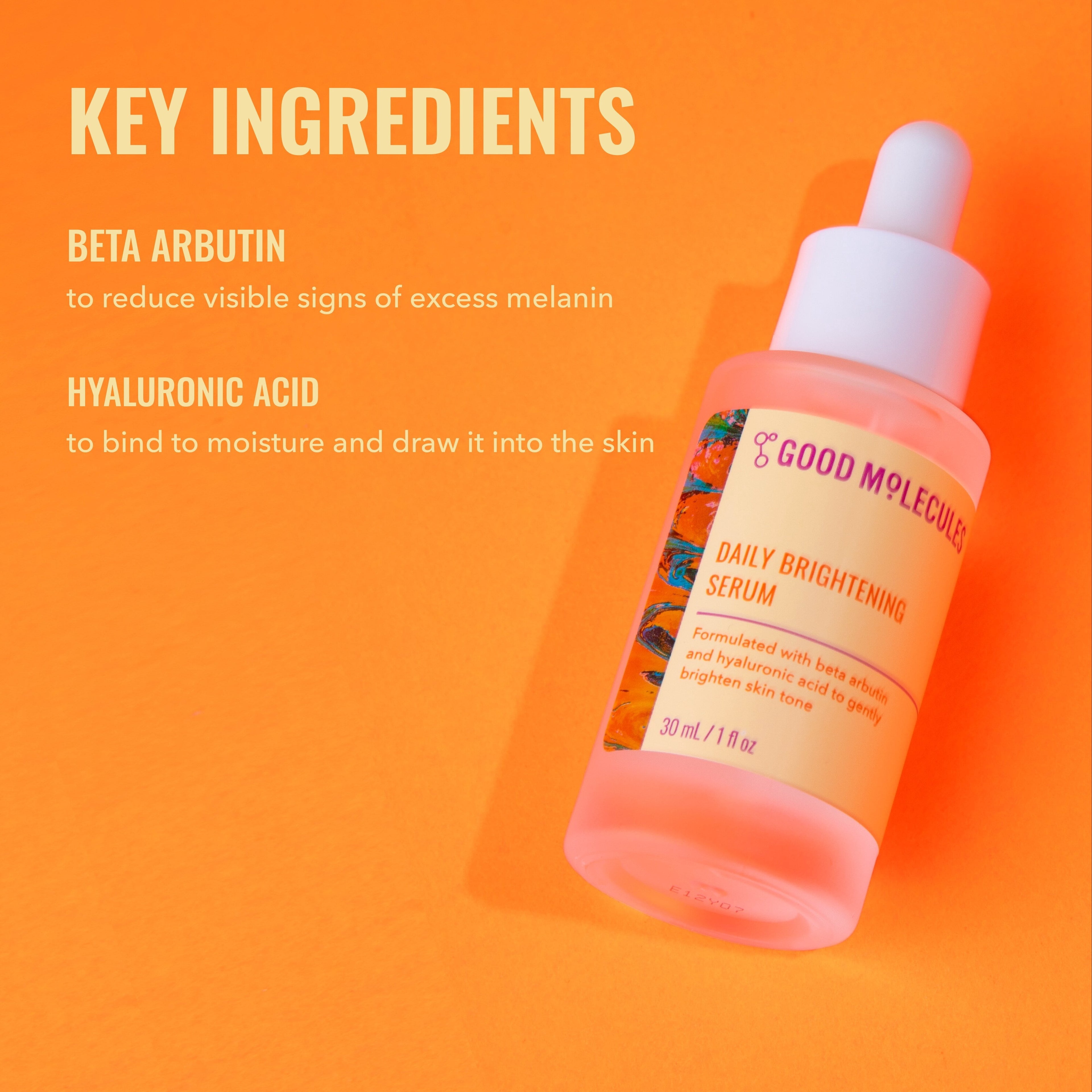 Daily Brightening Serum - Brightening Serum with 3% Beta Arbutin & Hyaluronic Acid, Targets Dark Spots & Uneven Tone, Skincare for Face, 1 Fl Oz