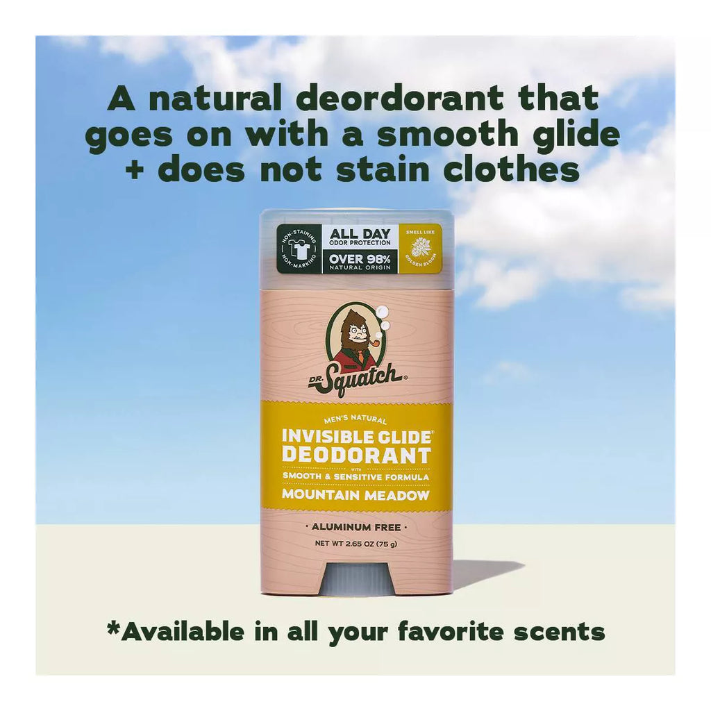 DR. SQUATCH Men'S Invisible Glide Deodorant - Natural Mountain Meadow - 2.65Oz