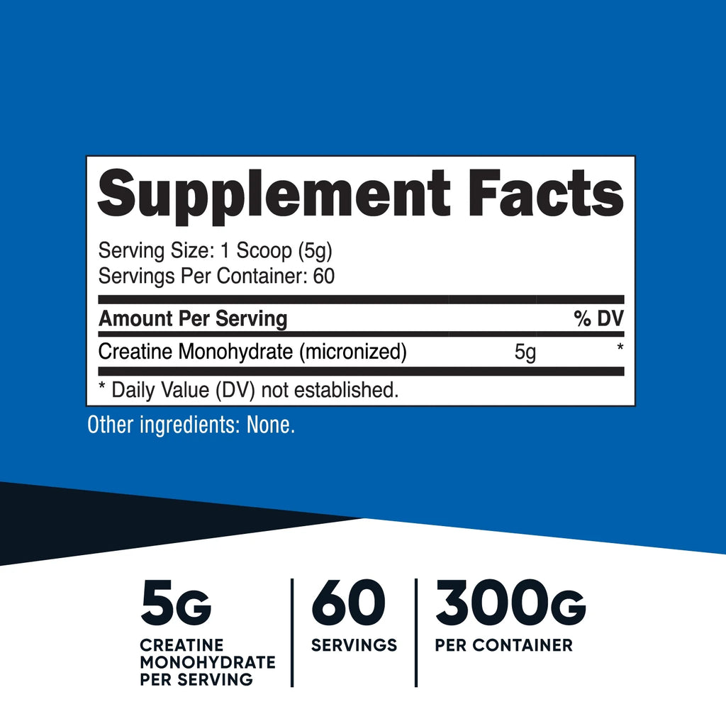 Creatine Monohydrate Powder Unflavored Micronized Creatine Monohydrate, 5G per Serving, (300 Grams)