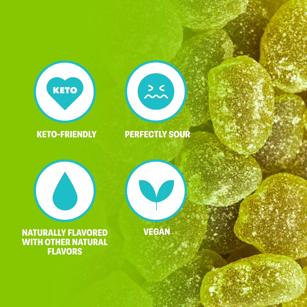 Snacks - Healthy Low Calorie Snacks, Low Carb Keto Gummies (Gluten Free & Non GMO Candy) - 6 Pack Green Apple Blast