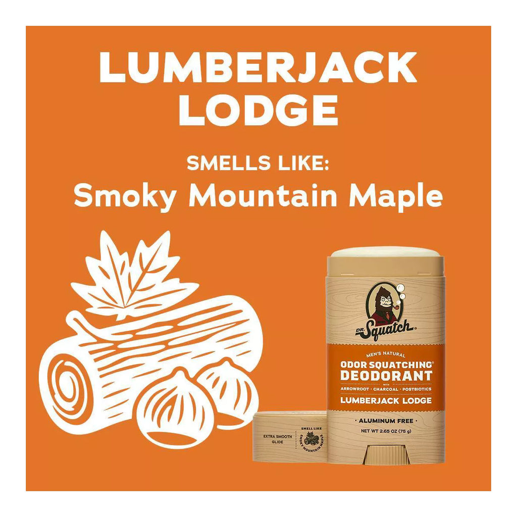 DR. SQUATCH Men'S Wide Stick Deodorant - Lumberjack Lodge - 2.65Oz: under Arm, Fresh, Solid Form