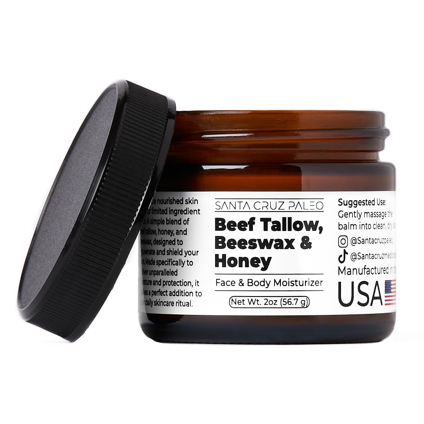 Luxurious Beef Tallow & Honey Balm for Skin - Grass-Fed, Organic Moisturizer for Face & Body
